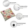 thumbnail image 4 of Acheng  Pink Floral Throw Pillow Covers - Shabby Chic Flowers Roses Leaves Buds Decorative Pillowcases Square Spring Season Accent Couch Cushion Cover for Sofa Bedroom Living Room 2 pcs White, 4 of 6