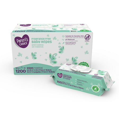 Parent's Choice Fragrance Free Baby Wipes, 12 packs of 100 (1200 (Best Water Wipes For Babies)