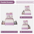 thumbnail image 7 of IdealHouse LED Twin Size Bed Frame with Storage Headboard, Boucle Upholstered Platform Bed for Girls, 2 Drawers & Bookcase, No Box Spring Needed, Purple, 7 of 7