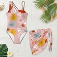 thumbnail image 5 of Jiueut Pink Floral Print Girls Swimsuit One Piece Bathing Suit with Adjustable Straps Cut Out Kids Beach Swimwear with Mesh Cover Up, 5 of 7