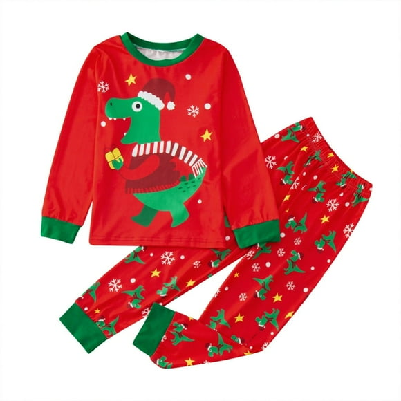 YOPTOP Pyjama de Noël pour Tout-Petits Bébés Garçons, Tenue de Nuit Hauts Pantalons Ensemble Vêtements Décontractés, Rouge, 2