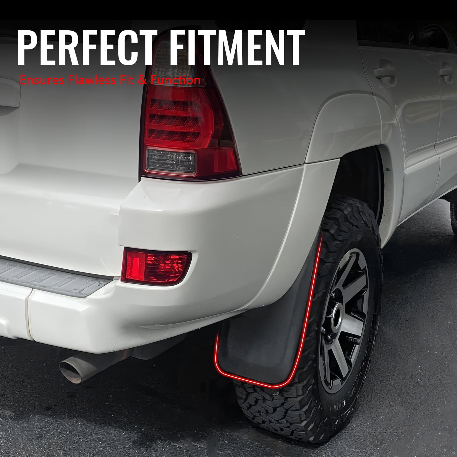 Ikon Motorsports 4PCS Front Rear Mud Flaps Wheel Arch Splash Guards MudFlaps For 2005-2009 Toyota 4Runner Limited & SR5, Black PP Polypropylene 7662