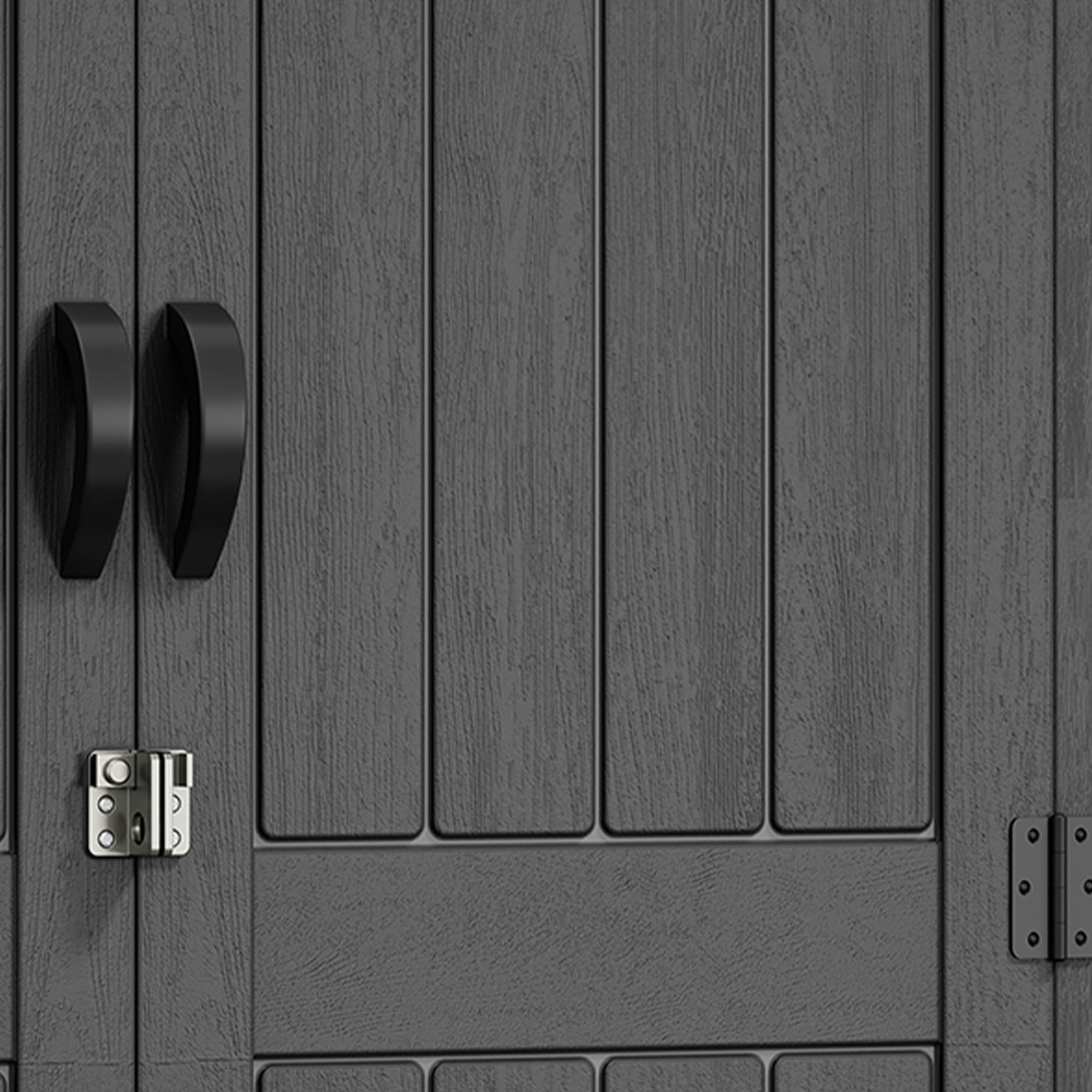 Uforic Outdoor Storage Shed, Vertical Lockable Tool Storage Resin Shed for Garden, Garage, Patio, No Shelves Included, Gray