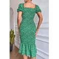 thumbnail image 2 of Vestido PRETTYGARDEN Midi Ajustado Floral Verde Talle Grande, 2 of 8