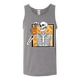thumbnail image 2 of Wild Bobby Pumpkin Spice Latte Skeleton Orange Black and White Halloween Men Tank Top, Heather Grey, Large, 2 of 6