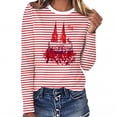 thumbnail image 2 of Womens Tops Boho Striped Carnival T Shirt Colorful Festival Graphic Tee Casual Long Sleeve Top For Party Celebration Trendy Flowy Tees, 2 of 4