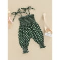 thumbnail image 3 of Seyurigaoka Summer One Piece Romper, Infant Baby Girl Romper Jumpsuit Sleeveless Halter Full Dot Print Bodysuit, 3 of 8