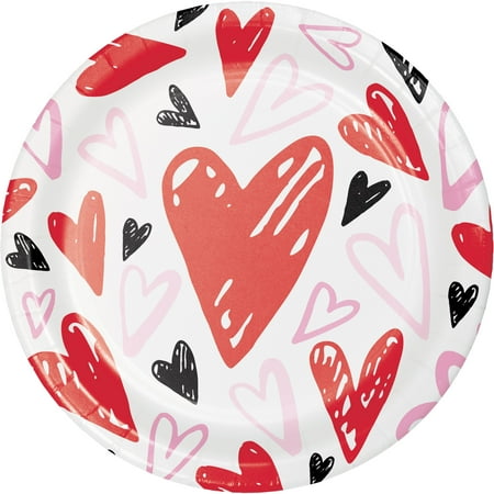 Way to Celebrate Valentine's Day Hearts Paper Plates, 32 ct