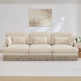 thumbnail image 2 of 100" Comfy Chenille Leopard Print 3-Seater Modular Sectional Sofa, Ergonomic Design, Easy Assembly, Deep Seat, Beige Coffee, 2 of 8