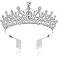 thumbnail image 1 of Tiara nupcial CHAO Tiaras nupciales de cristal con diamantes de imitación Plata, 1 of 5