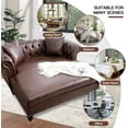 thumbnail image 5 of 63" Oversized Brown Faux Leather Chaise Lounge, Indoor Couch Bed with Rolled Arms & 2 Pillows, 5 of 7