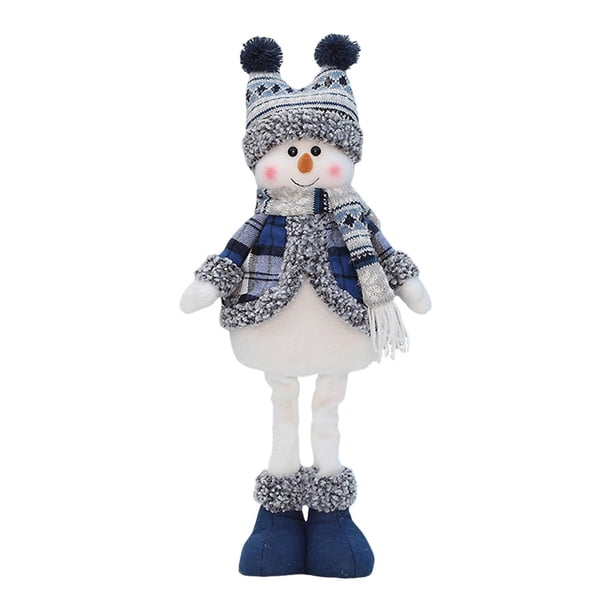 Muñeco de nieve navideño de pie con patas retráctiles, decoración navideña 2 bolas de 50 cm