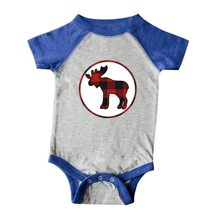 

Inktastic Moose Buffalo Plaid Silhouette Gift Baby Boy or Baby Girl Bodysuit