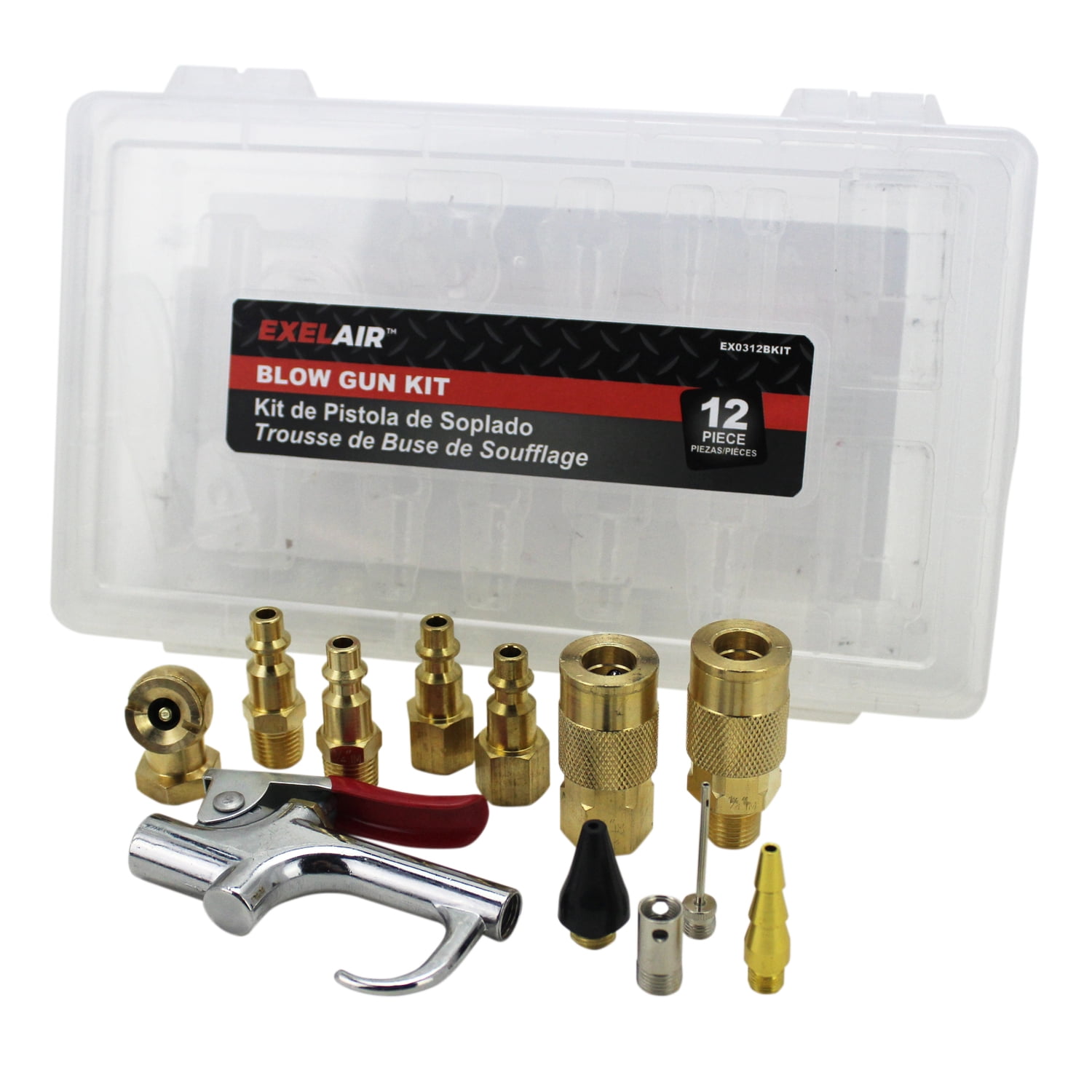 EXELAIR? by Milton (12-Piece) Air Blow Gun, Coupler/Plug Fittings and Air Accessory Kit - 150 PSI
