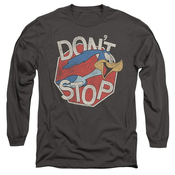 Looney Tunes Dont Stop Long Sleeve Adult 18/1 T-Shirt Charcoal