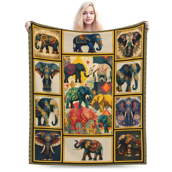 Elephant Throw Blanket Elephant Stuff Gifts for Adults Women Men Soft Cozy Warm Plush Fluffy Fuzzy Fleece Blanket Decor 50x40