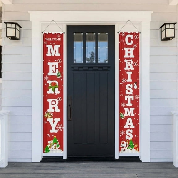 Merry Christmas Snowman Santa Claus Banner Flag Wall Hanging Xmas Party Decor Us