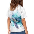 thumbnail image 4 of Binienty Sea Turtle Watercolor Boys Beach Shirt Casual Boys Button Up Dress Shirt Breathable Thin Cuban Collar Top Comfortable Youth Hawaii Outfits, 4 of 7