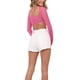 thumbnail image 5 of VISgogo Mujeres Casual Crop Tops, Color Sólido Manga Larga Malla Patchwork Slim-Fit Backless Tops VISgogo moda, 5 of 6