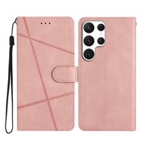 Tarise Galaxy S23 Ultra Flip Wallet Phone Case, PU Leather Kickstand Wrist Strap Card Holders Shockproof TPU Inner Shell Magnetic Solid Color Case Cover for Samsung Galaxy S23 Ultra 5G 6.8", Rosegold