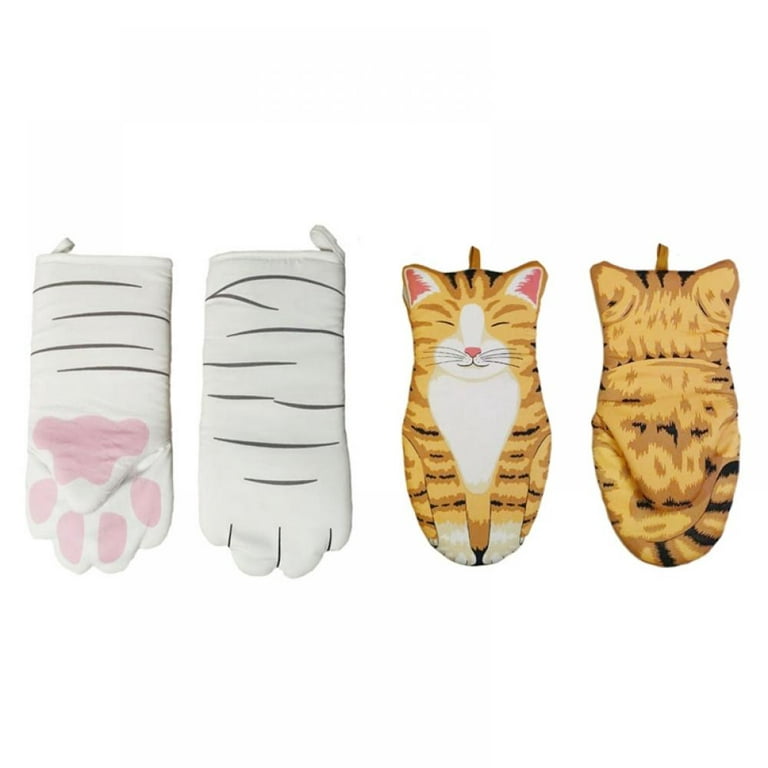 Cute Cat Oven Mitts And Pot Holders Sets Of 3 Funny Animal Insulated  Kitchen Gol