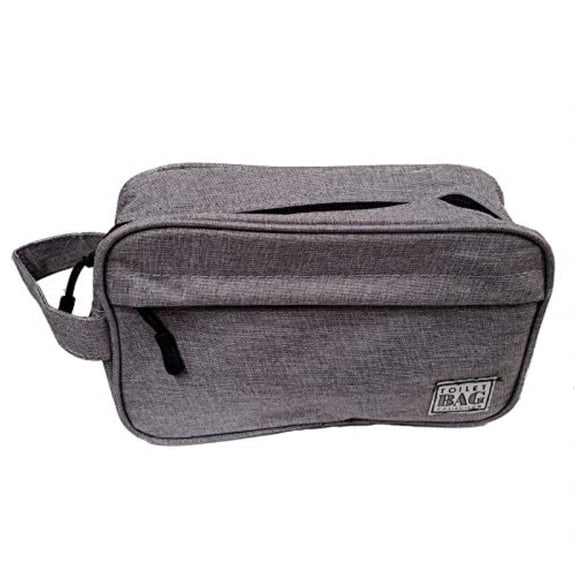 Eleganza Grey Color Toiletry Cosmetics Bag with Handle 10 x 4 x 6.25 Inches