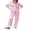 Pink, variant on Women Satin Silk Pajamas Set Long Sleeve Nightwear Feather Trim Button Down Sleepwear Silk 2 Piece Pjs