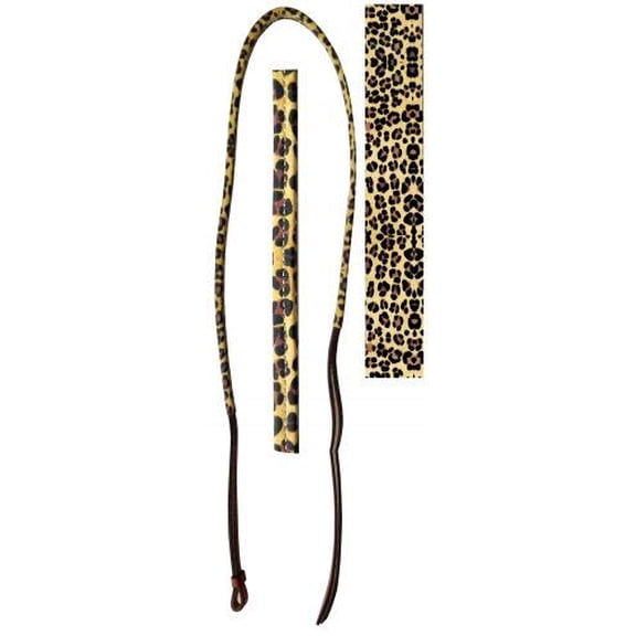 Showman 4' Leather Over & Under Whip w/ Cheetah Print Overlay