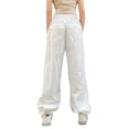 thumbnail image 4 of hirigin Women Wide-Leg Trousers Solid Color Drawstring Elastic Waist Baggy Long Pants Spring Fashion Wild Casual Slacks, 4 of 6