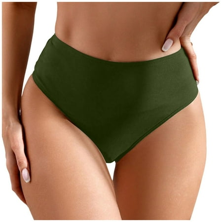 Daznico Swimsuits for Women Women High Waist Bikini Bottoms Swim Briefs Beach Shorts Ruched Bottom High Cut Swim Bottom Full Coverage Swimsuit Bottom  Women Swimsuits(Color:AG Size:M)