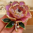 thumbnail image 4 of Women Brooch Sparkling Rhinestones Enamel Peony Shape Lapel Pin Suits Coats Bags Scarves Badge Versatile Accessory, 4 of 8