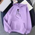 thumbnail image 2 of Gibobby Sudaderas para mujer, Sudaderas con media cierre para mujer, sudadera corta de forro polar de otoño(Morado,CH), 2 of 3