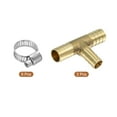 thumbnail image 3 of 2pack Brass Tee Barb Fittings, 3-Ways Tee 1/2 " x 3/8" x 1/2" Barbed, with 6pack Hose Clamps, 3 of 7