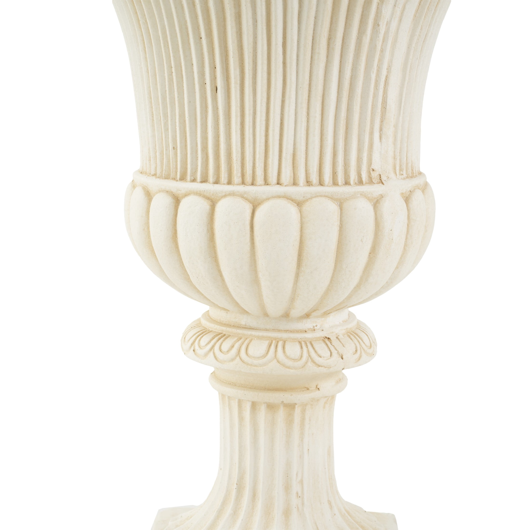 Christopher Knight Home 24"H Classical Fluted Urn Planter, Lightweight Flower Pot, Antique White