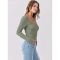 thumbnail image 6 of ANRABESS Long Sleeve Shirts for Women Ribbed Knit Slim Fitted Casual Tops Scoop Neck Basic Tee Spring Fall Fashion Clothes Olive Medium, 6 of 9
