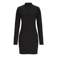 thumbnail image 3 of yillto Women's Mock Neck Ribbed Dress Long Sleeve Slim Mini Dresses Fall Trendy Stretchy Outfits, 3 of 6