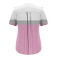 thumbnail image 5 of Summer Short Sleeve Henley Shirts For Women V-neck Plus Size Color block Loose Flowy Casual Tops T-shirt Pink Color Size XXL Pullover Blouse, 5 of 6