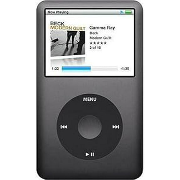 Pre-Owned 7th Gen iPod 160GB Black Classic, MP3 Audio/Video Player (Good)