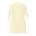 thumbnail image 6 of Maqroz Linen Dresses for Women Summer Casual Midi Dresses Short Sleeve V Neck Loose Fit Dress Vintage Vacation Beach Sundress Yellow L, 6 of 7