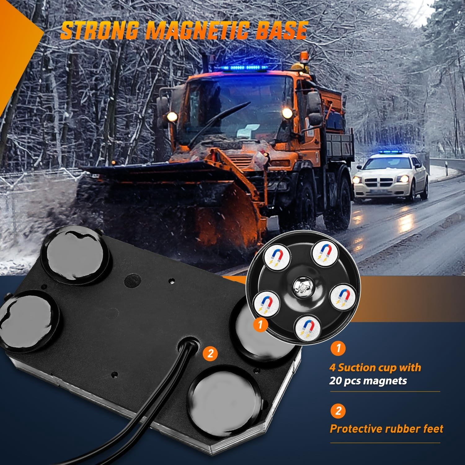 Nilight 42 Led Roof Top Strobe Lights Hazard Emergency Safety Warning Led Flashing Light Bar w/Control Panel Magnetic Mount 12V 24V Car Truck Tractor Snow Plow Construction Vehicles