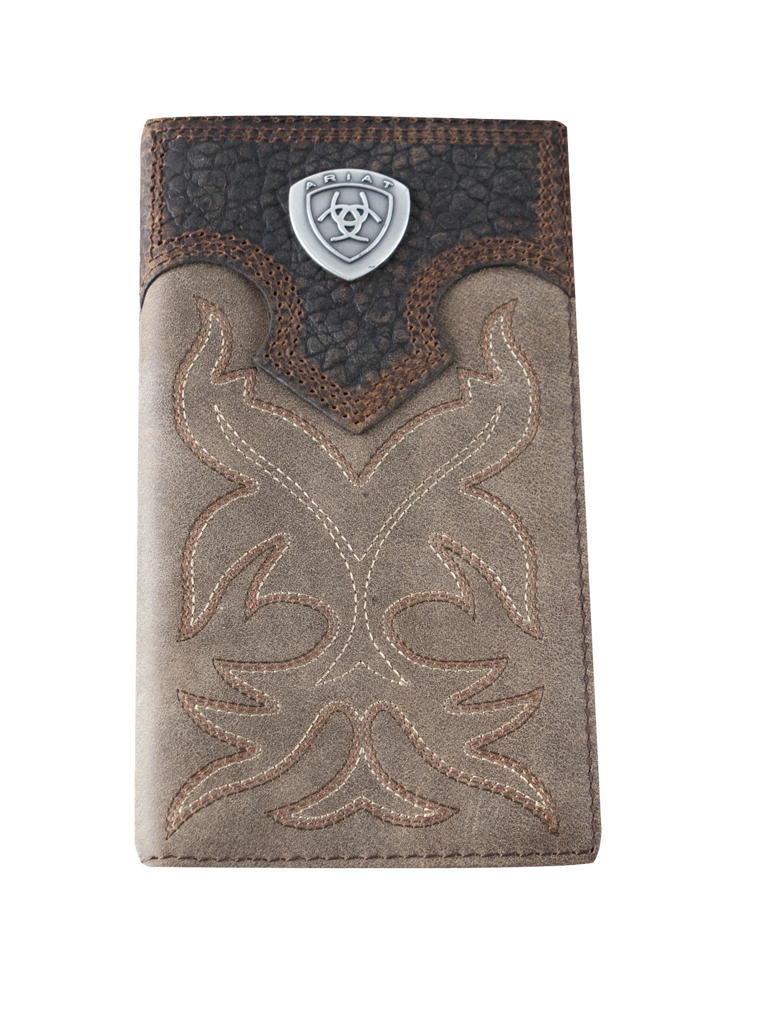 Ariat Western Mens Wallet Rodeo Leather Embroidery Concho Brown A3510844 