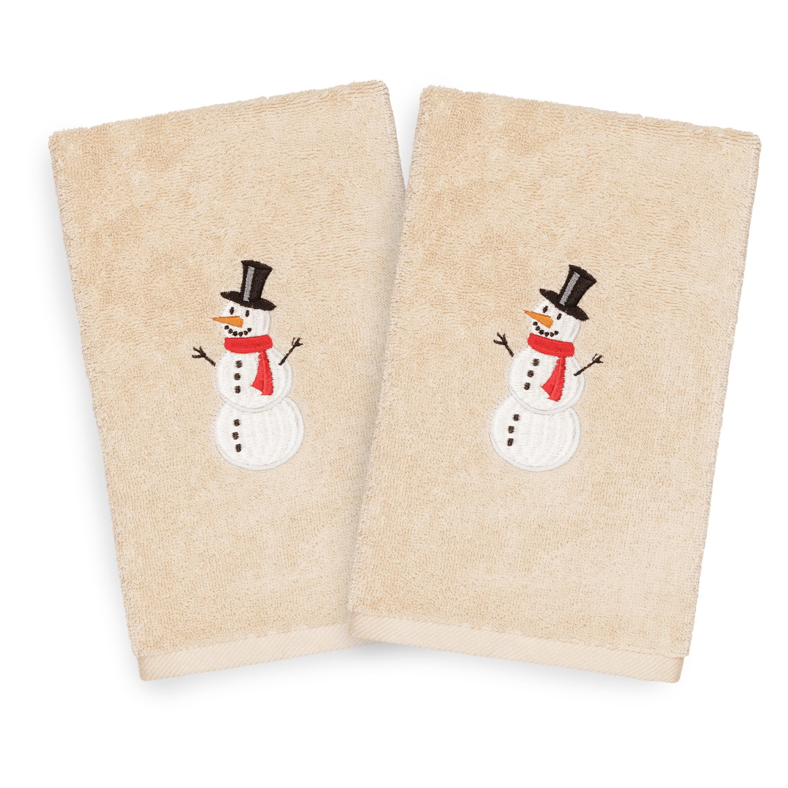 Linum Home Textiles Snowman Embroidered Turkish Cotton Hand Towels - Set of 2