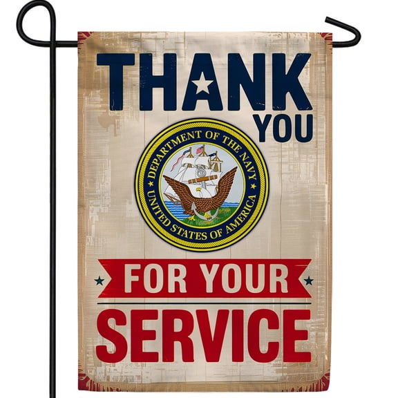 America Forever Thank You Navy Garden Flag, 12.5 x 18 inch Double Sided, US Navy Service Flag, USN Military Appreciation, Thank You for Your Service Flag