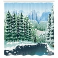 thumbnail image 3 of Ambesonne Forest Shower Curtain, Winter Season Trees, 69"Wx70"L, Green Blue White, 3 of 3