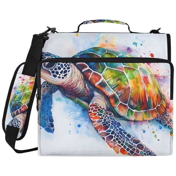 ALAZA Zipper Binder Sea Turtle Watercolor Pattern 2 inch 3 Ring 500 Sheet Capacity Trapper Keeper File Folder Organizer Bag