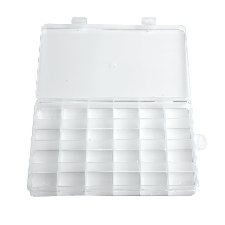 24 Compartments Plastic Clear Box Jewelry Bead Storage Container Craft  Organizer 