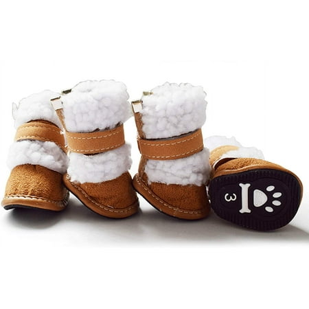4-Pack Puppy Shoes  Small Dog Boots  Winter Paw Warm Snow Boots  Plush Thick  Safe and Sound (2 yards)