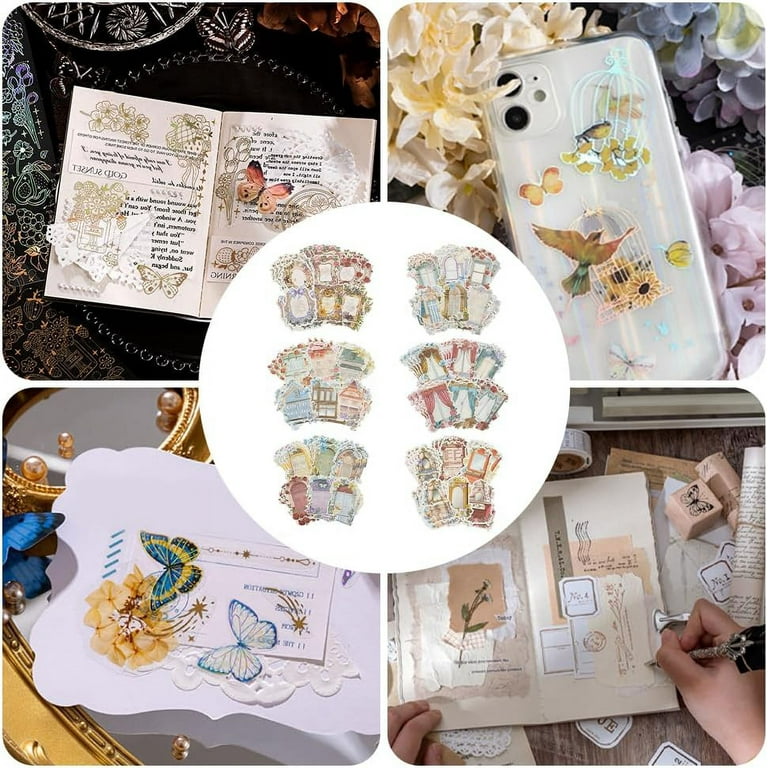 180Pcs 6Styles Aesthetic Scrapbook Paper Retro Flower Non Adhesive