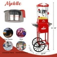 thumbnail image 3 of Nyddle 10Oz Popcorn Machine with Cart,Stainless-Steel Kettle,Wheels & Reject Kernel Tray,Theater-Style Popcorn Maker for Home & Events,Measuring 3 Plastic Spoons,Gift for Christmas and Family,Red, 3 of 10