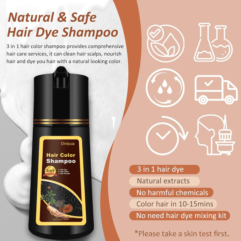 Dark Coffee Hair Dye Shampoo for Gray Coverage, Instant Hair Color